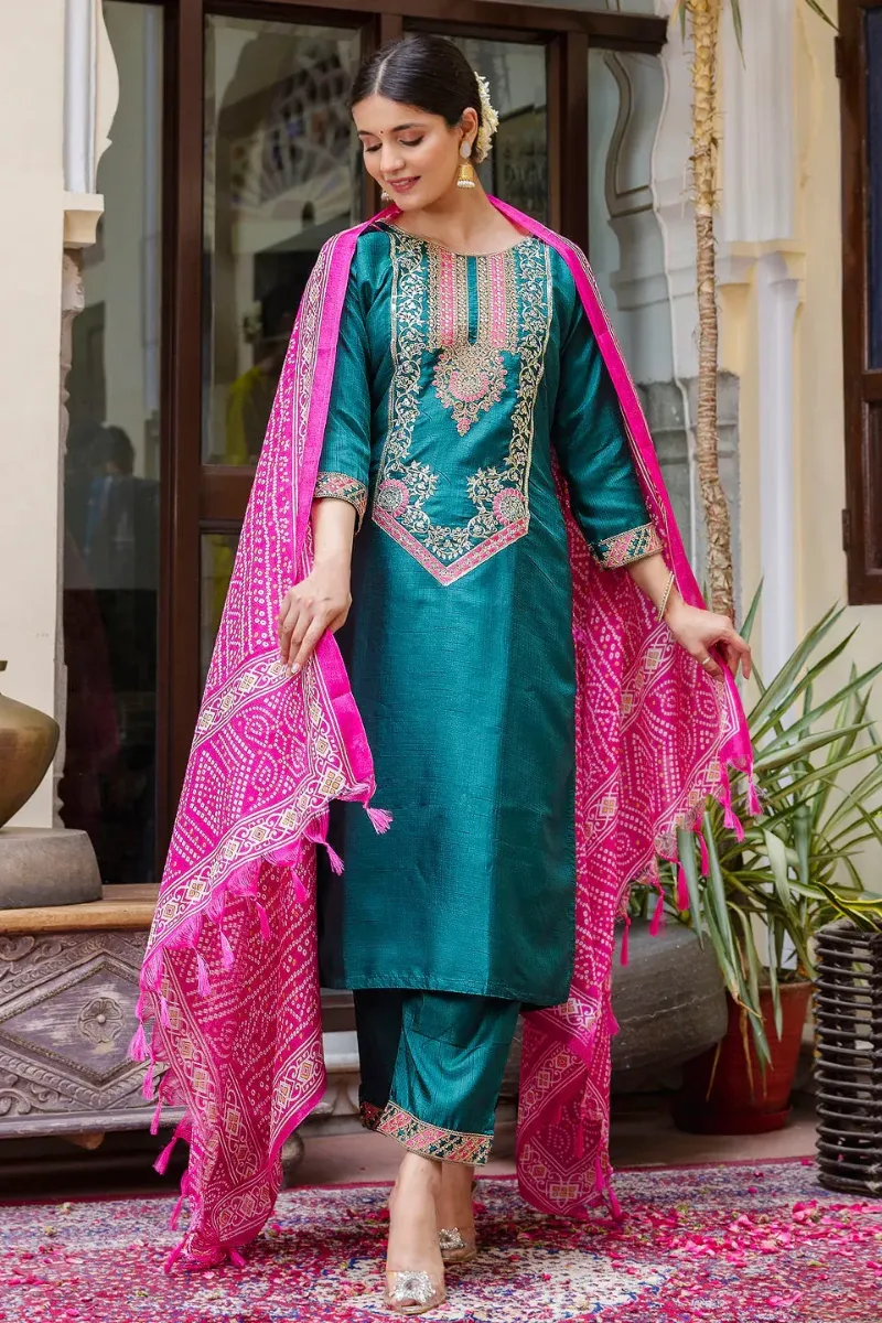 fs4_8_1 Embroidered Silk Blend Kurta Set - Image 1